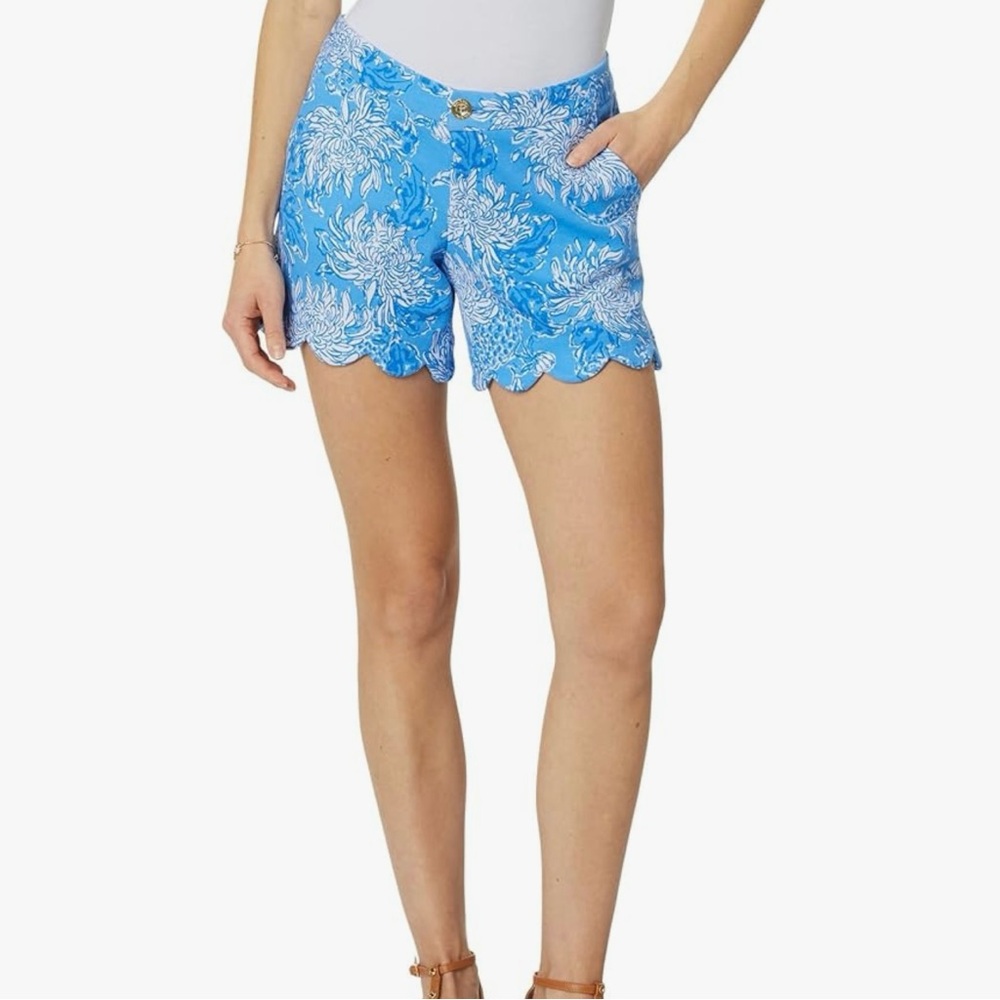 Lilly Pulitzer Boca Blue Crock & Lock It Buttercup Knit Short 10 NWT